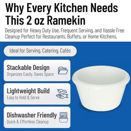 Carlisle FoodService Products Melamine Smooth Ramekin 2 Oz - White - 72 Pack