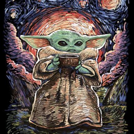 STAR WARS Suéter de manga raglán Mandalorian Sipping Starries con pespuntes para mujer, negro, extragrande, negro, extragrande
