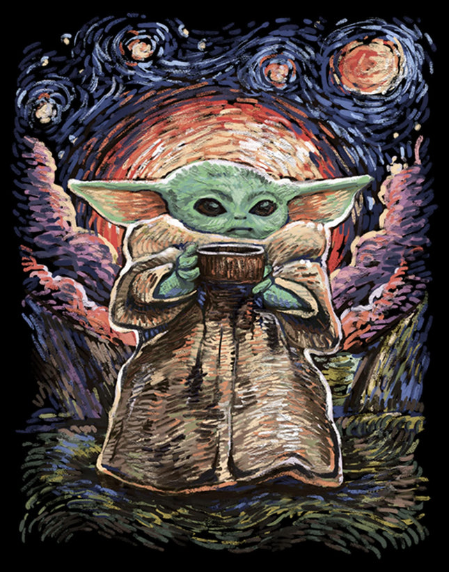 STAR WARS Suéter de manga raglán Mandalorian Sipping Starries con pespuntes para mujer, negro, extragrande, negro, extragrande