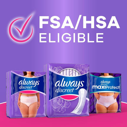 Always Discreet, Incontinence & Postpartum Pads For Women, Size 6 Drops, Extra Heavy Long Absorbency, 66 Total Count (2 Packs of 33 Count)