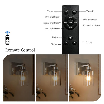 Battery Operated Wall Sconce Set of 2, Dimmable Wireless Sconces with Remote and Touch Control, Rechargeable Wall Lights Modern Cordless Lighting for Living Room, Bedroom, Sand Nickel with 2 E26 Bulb