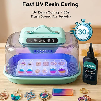 Resiners Resin Curing Machine G3 with UV Resin Light, 2-in-1 Uses, Auto Curing 2H/1Min, Adjustable Temperature & Timer, Resin Dryer with Reversible Base for Epoxy Mold Casting,Jewelry Making,DIY Decor