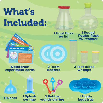 Learning Resources Splashology Laboratorio de agua, 3 años en adelante, juguete de baño STEM y kit de ciencia de juego de agua con 7 experimentos para niños