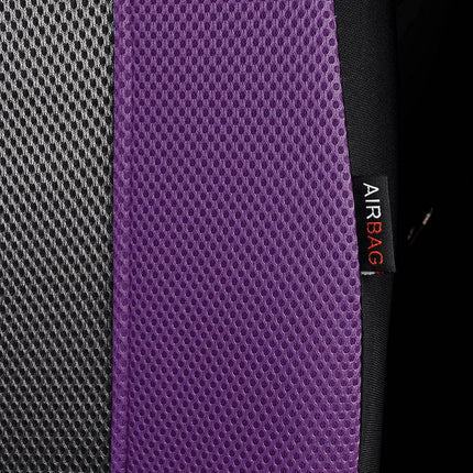 Flying Banner car seat Covers Full Set All Air Mesh Breathable Man Lady Airbag Compatible Rear Bench Split 40/60 50/50 60/40 Truck Pick Up (Full Set - Low Back, Black Gray Purple)