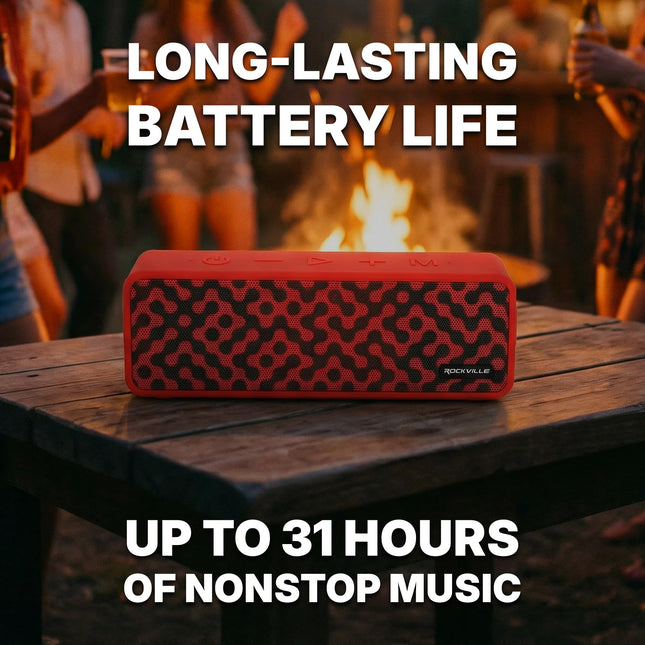 Altavoz Bluetooth portátil TWS Rockville Faze Enlace inalámbrico Batería de 36 horas