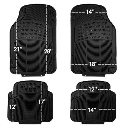 FH Group Automotive Floor Mats Black Universal Fit Heavy Duty Rubber for All Weather Protection fits Most Cars, SUVs, and Trucks, 4 Piece (Full Set Trimmable) F11305BLACK