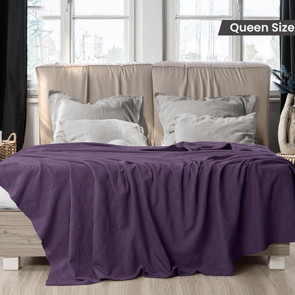 Utopia Bedding Premium Cotton Blanket Full/Queen Plum - Soft Breathable Thermal Blanket - Ideal for Layering Any Bed