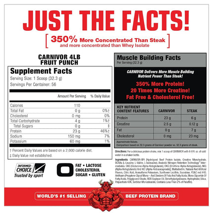 MuscleMeds Carnivor Beef Protein Isolate Powder, Fruit Punch, 56 Servings