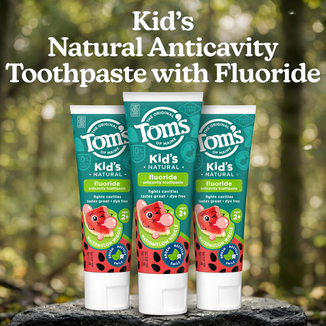 Tom's of Maine Kid's Natural Fluoride Toothpaste, Watermelon, 5.1 oz. 3-pack (Packaging May Vary)