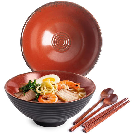 HOKELER Ceramic Japanese Ramen Bowl Set, 2 Sets As