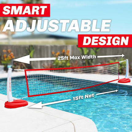 GoSports Splash Net PRO Pool Volleyball Net - Includes 2 Water Volleyballs and Pump - Red