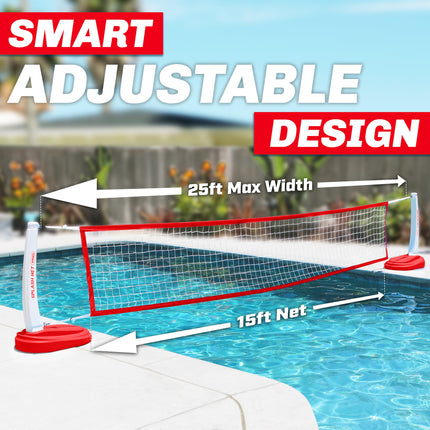 GoSports Splash Net PRO Pool Volleyball Net - Includes 2 Water Volleyballs and Pump - White