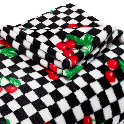Betsey Johnson Ideal for Couch, Bed, or Lounge, Cozy Home Essentials, Polyester, Cherry Checker Red, 50" x 70"