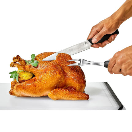 OXO Carving Set |Soft-Grip Duo Designed for Effortless Carving and Serving |2-Piece Fork & Knife Set | Spear, Secure, Cut & Serve Roasted Meat