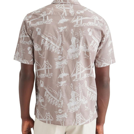 DOCKERS Mens Short Sleeve Camp Collar Shirt (Regular and Big & Tall), Pink - Fawn Print, XXL