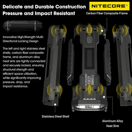Nitecore EDC37 8000 Lumen Tactical EDC Flashlight with Retractable Keychain