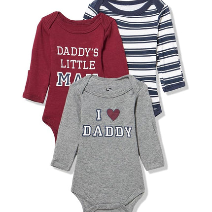 Hudson Baby Unisex Baby Cotton Long-Sleeve Bodysuits, Boy Daddy 3-Pack, Preemie, Boy Daddy 3-pack, Preemie