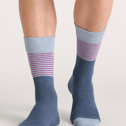 Ted Baker Men's 3 Pack Pattern Crew Dress Socks, Lt Denim Heather/Navy/Cashmere Blue, One Size