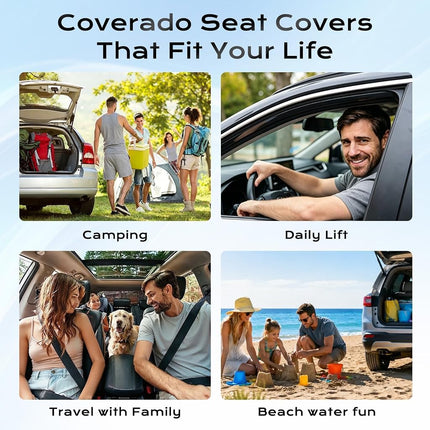 Coverado Leather Seat Cover Front, Universal Covers for Cars, Waterproof Luxury Leatherette Seat Cushions, Auto Car Seats Protectors, Driver Seat Cover Fit for Most Vehicles-Brown