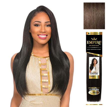 Sensationnel Empire Yaki Human Hair,1 Pack 18 inch, 4 MEDBROWN