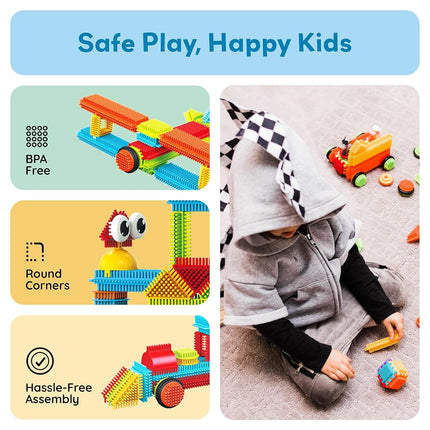 Picasso Toys112pcs Hedgehog Blocks STEM Building Tiles Set Construction Learning Toy Stacking Interlock Block, Bristle, Creativity Beyond Imagination, Inspirational, Recreational, Educational PTB112
