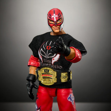 WWE Ultimate Edition Action Figure Rey Mysterio Fan TakeOver Collectible with Interchangeable Accessories, Extra Heads & Swappable Hands, HVV70