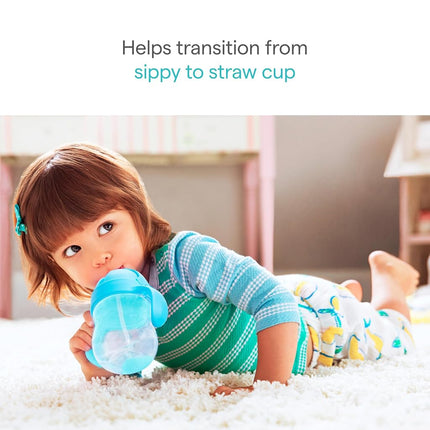 Munchkin Click Lock Weighted Straw Cup, 7 Ounce, Blue/Green, Pack of 2