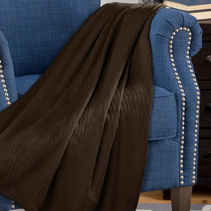 Superior 100% Cotton Thermal Blanket, Soft and Breathable Cotton for All Seasons, Bed Blanket and Oversized Throw Blanket with Luxurious Diamond Weave - Full/Queen Size, Chocolate