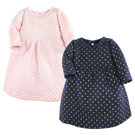 Hudson Baby Girls' Cotton Dresses, Metallic Navy Pink, 4T