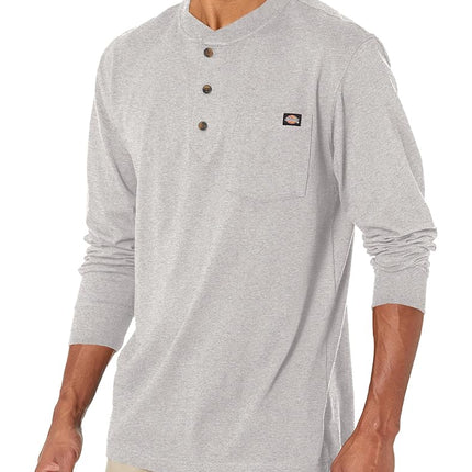 Dickies Men's Big-Tall Long-Sleeve Heavyweight Henley, Heather Gray, XXL