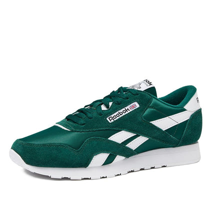 Reebok Men's Classic Nylon Sneaker, Collegiate Green/Collegiate Green/White, 2 UK