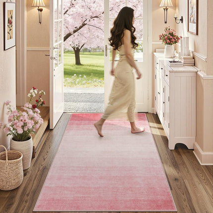 Wonnitar Washable 3x5 Area Rug, Pink Rugs for Girls Bedroom, Contemporary Ombre Nursery Soft Mat for Baby Girl, Modern Non-Skid Faux Wool Indoor Carpet for Bathroom Dorm Bedside (Pink,3'x5')