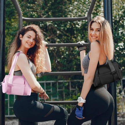 Mini Gym Bag for Women Girls Small Gym Tote Bag with Wet Compartment Waterproof Travel Duffle Bag Cute Workout Sport Bag, Black-12in, Mini, Fashion