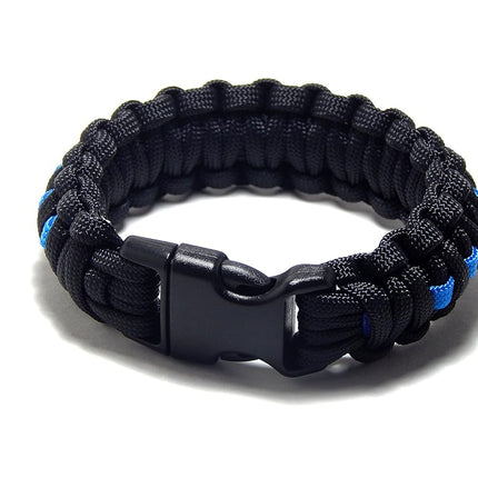 Paracord Survival Bracelet Black Thin Blue Line Police