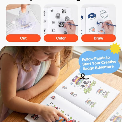 VEVOR Button Maker Machine, 1/1.25/2.28 inch(25/32/58mm) 3-in-1 Pin Maker, Installation-Free Badge Punch Press Kit, Button Making Supplies with 300pcs Button Parts, Circle Cutter, Magic Book