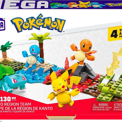 MEGA Pokémon Action Figure Building Toys Set, Kanto Region Team With 130 Pieces, 4 Poseable Characters, Gift Ideas For Kids