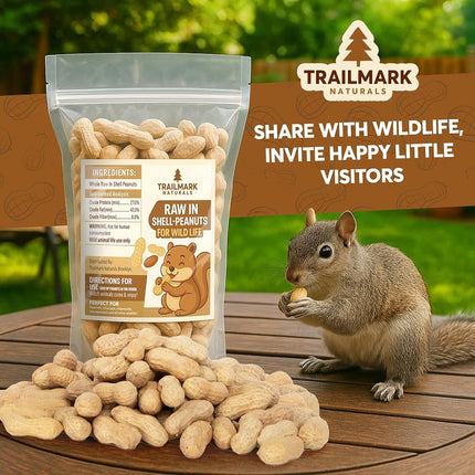 TRAILMARK NATURALS - 2 Packs of 5lb Bags (10lb Total) - Raw Squirrel Peanuts Raw in Shell Peanuts for Birds and Wildlife - Squirrel Feed, Wild Bird Seeds - Grown