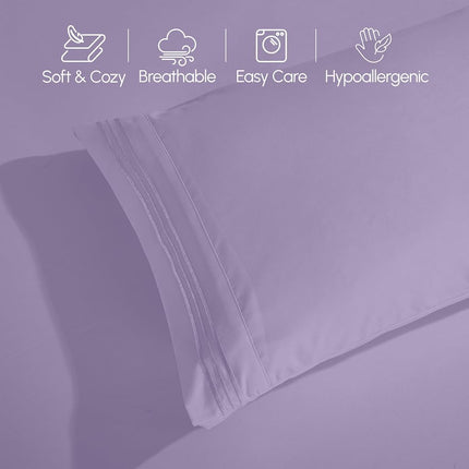 Elegant Comfort Luxurious 1500 Premium Hotel Quality Microfiber 4-Piece Sheet Set, 18-24 Inches Deep - Extra Deep Pocket Sheets - Ultra Soft 4PC Deep Pocket Sheets, Twin/Twin XL, Lavender