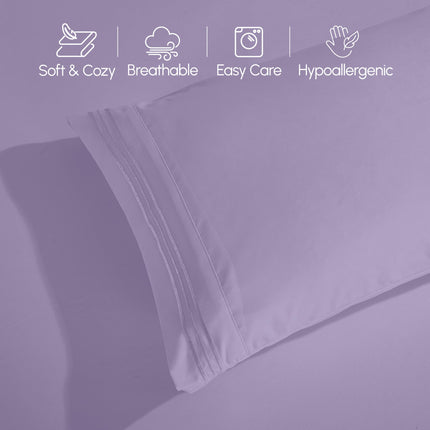 Elegant Comfort Luxurious 1500 Premium Hotel Quality Microfiber 4-Piece Sheet Set, 18-24 Inches Deep - Extra Deep Pocket Sheets - Ultra Soft 4PC Deep Pocket Sheets, King, Lavender