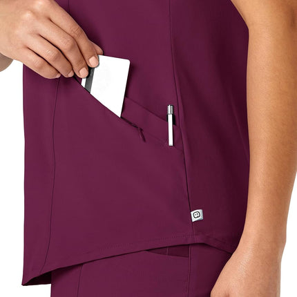 WonderWink Renew Women's V-Neck Scrub Top, Wine, X-Small
