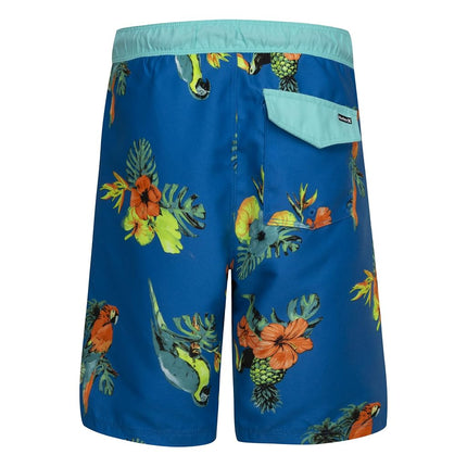 Hurley Boys' Pull on Swim Trunks, Neptune Blue/Parrot Floral, 2T