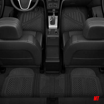 Motor Trend 3 Rows FlexTough Series Rubber Floor Mats & Liners for Car SUV Van- Heavy Duty Full Interior - Black