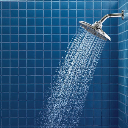 Moen Velocity Chrome Two-Function Rain Shower 8-Inch Showerhead with Immersion Technology for a High-Pressure Rinse, Round Rainfall Shower Head, Pressure Boosting Shower Head, S6320