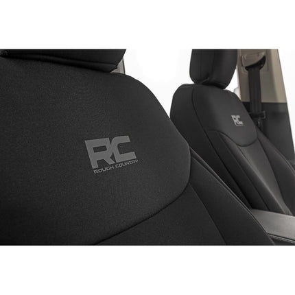 Rough Country Neoprene Seat Cover Set for Ford Maverick (2022-2024) - Fits Models with Folding Armrest, Includes (4) Headrest Covers
