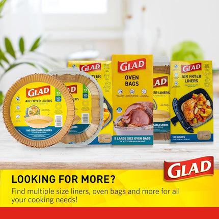 Glad Air Fryer Liners, Nonstick and Heat Resistant, Food Grade Material, Suitable for Round and Square Air Fryers, Air Fryer Accessories, 6.5" x 6.5" - 100 Count