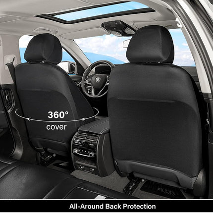 Fundas de asiento de cuero Coverado, juego completo y fibra de carbono, protector impermeable y duradero para todo tipo de clima, ajuste universal para SUV, camioneta, sedán, interior de vehículos automotrices, blanco y negro