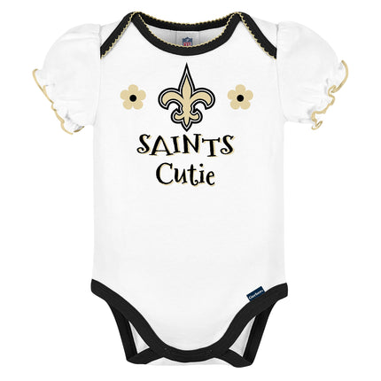 NFL Gerber Baby Girl's Standard 3 Pack Short Sleeve Onesie Bodysuit, Team Color, 0-3 Months