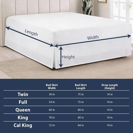 Lux Hotel Microfiber Tailored Style Bed Skirt with Classic 14 Inch Drop Length, Twin, White