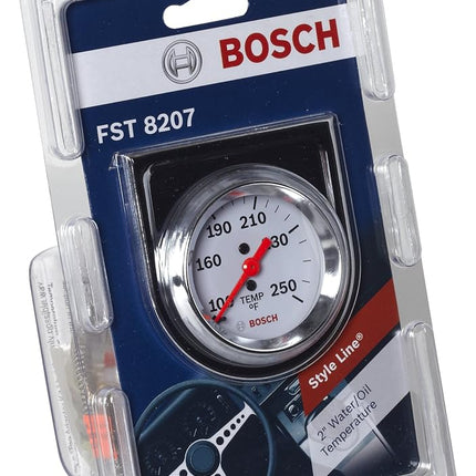 Bosch SP0F000045 Style Line 2 Mechanical Water/Oil Temperature Gauge (White Dial Face, Chrome Bezel)