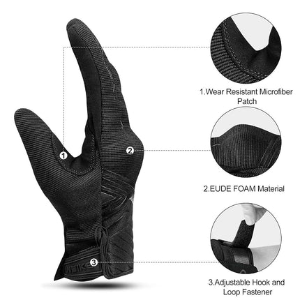 INBIKE Breathable Mesh Motorcycle Gloves Touchscreen with TPR Palm Pad Hard Knuckle Black Medium